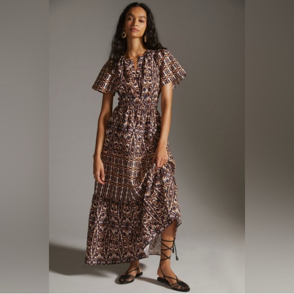 Anthropologie Dresses & Skirts - Anthropologie Maeve Somerset Black and Tan Patterned Maxi Dress